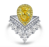 Yellow sapphire & White Topaz Ring  ياقوت اصفر وتوباز ابيض