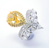 Yellow sapphire & White Topaz Ring  ياقوت اصفر وتوباز ابيض