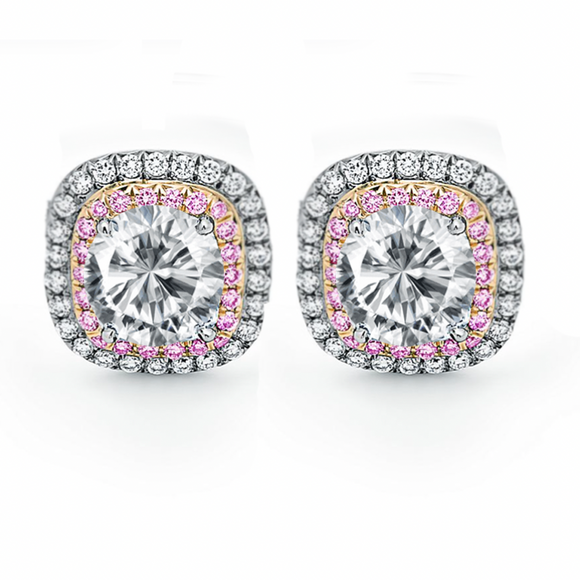 Pink Moissanite Diamond Earring- -حلق الماس الموزنايت | 1 قراط