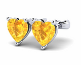 yellow sapphire & White Topaz Earring-  حلق الياقوت الاصفر والتوباز الابيض