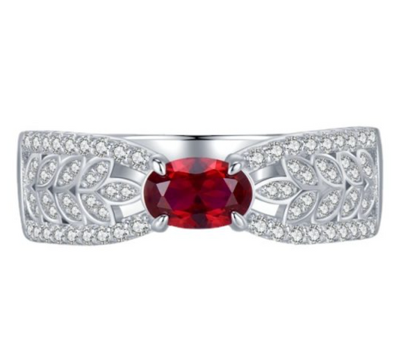 Ruby & White Topaz Ring | الياقوت الأحمر والتوباز الأبيض