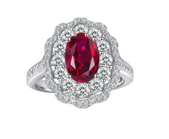 Ruby & White Topaz Ring | الياقوت الأحمر والتوباز الأبيض