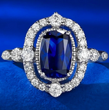 Sapphire Gemstone  &  White Topaz Ring -  خاتم الزفير - الياقوت الازرق