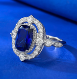 Sapphire Gemstone  &  White Topaz Ring -  خاتم الزفير - الياقوت الازرق