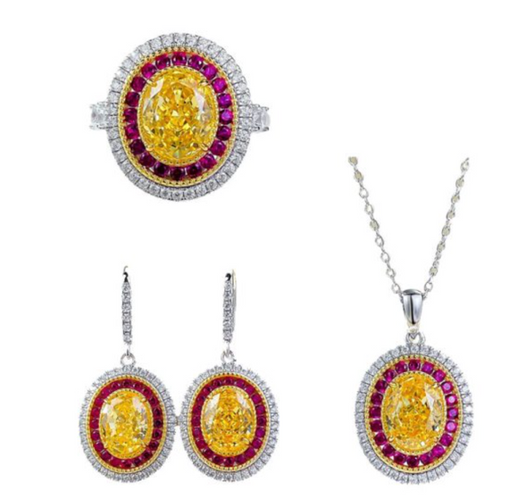 Ruby, Yellow sapphire, white sapphire - set  | ياقوت احمر، ياقوت اصفر، ياقوت ابيض