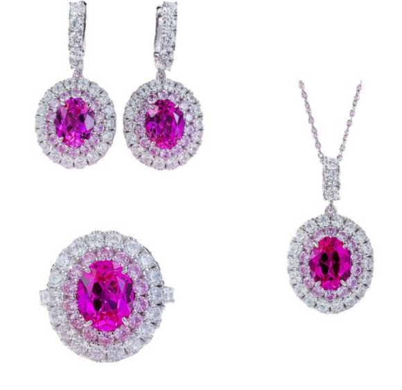pink sapphire , white sapphire - set  | ياقوت وردي، ياقوت ابيض