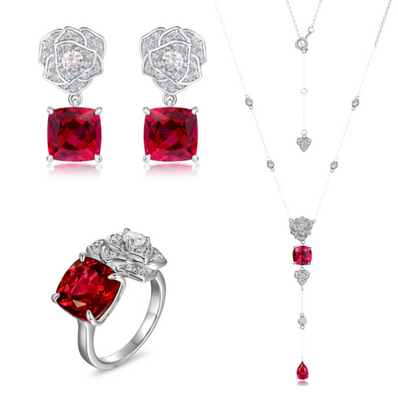 Ruby,, white sapphire - set  | ياقوت احمر، ياقوت ابيض