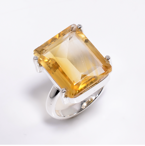 Citrine Gemstone Ring -خاتم حجر السترين