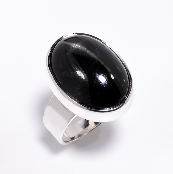 Silver Black Star Gemstone Ring