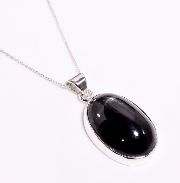 Silver Black Star Gemstone Necklace