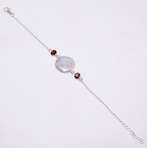 Bracelet Baroque Pearl Cut Garnet Gemstone  -اسوارة اللؤلؤ والجارنيت