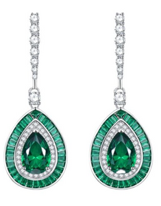 Emerald & White Topaz Earring -  حلق الزمرد الأخضر والتوباز الابيض