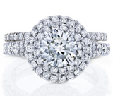 Double Halo Bridal Set - Moissanite Diamond Ring -  خاتم الماس موزنايت  | قطعتين
