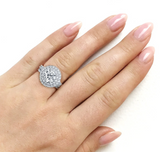 Double Halo Bridal Set - Moissanite Diamond Ring -  خاتم الماس موزنايت  | قطعتين