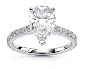 Pear & Diamonds Engagement Ring - خاتم الماس موزنايت 4 قراط