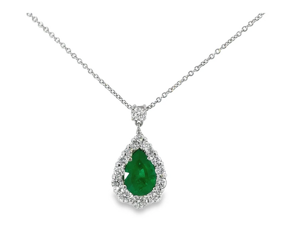Emerald and Moissanite Diamond Necklace  -   عقد -  زمرد اخضر و الماس موزنايت