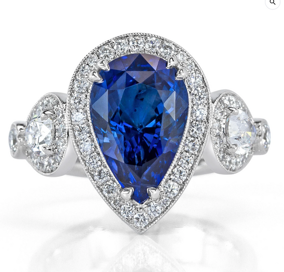 sapphire and  moissanite Diamond - ياقوت أزرق و الماس موزنايت