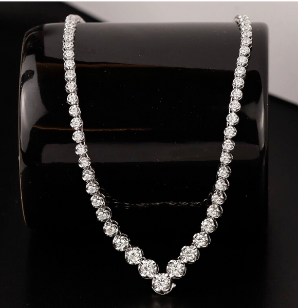 Moissanite Diamond Tennis Necklace | مُتدرج في المقاس لحب الألماس |  قلادة الماس الموزنايت تنس