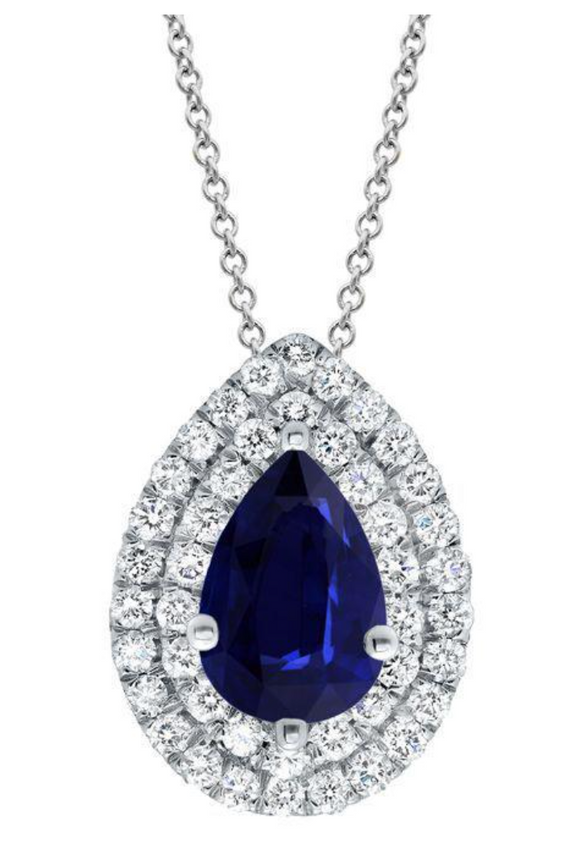sapphire and moissanite Diamond Necklace  -   عقد -  ياقوت ازرق و الماس موزنايت