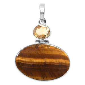 Tiger Eye / citrine Pendant-قلادة حجر عين النمر والسترين