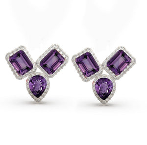 Amethyst & White Topaz Earring- حلق حجر الامثيست و التوباز الأبيض