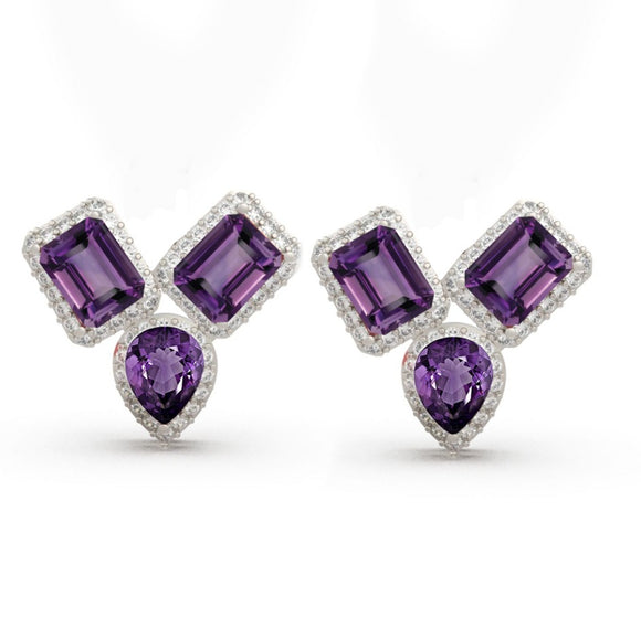 Amethyst & White Topaz Earring- حلق حجر الامثيست و التوباز الأبيض