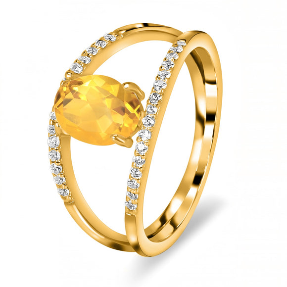 Citrine Ring - Vermeil 2.5 Micron - خاتم السترين