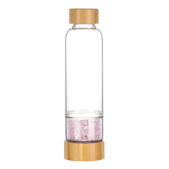 زجاجة ماء الكريستال- Crystal Water Bottle |زجاجة حجر الكوارتز الوردي
