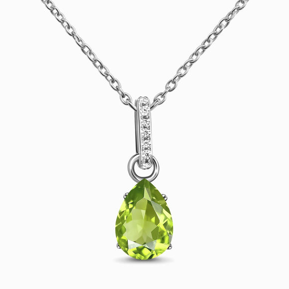 Peridot Crystal & White Topaz- قلادة حجر الزبرجد