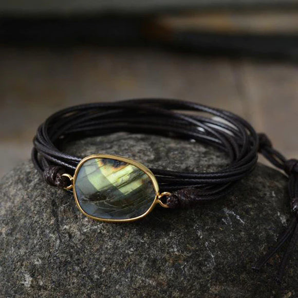 LABRADORITE WRAP BRACELET - إسوارة حجر اللابرودرايت  | تأقلم، أمان، توازن