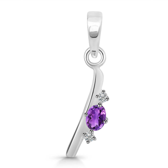 Amethyst & White Topaz Alphabet I Pendant- قلادة الأمثيست والتوباز