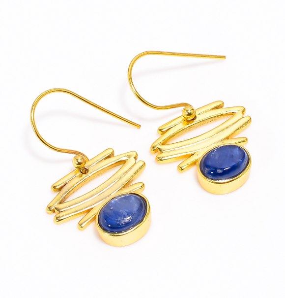 Blue Kyanite Gemstone Earrings - حلق حجر الكاينايت الأزرق
