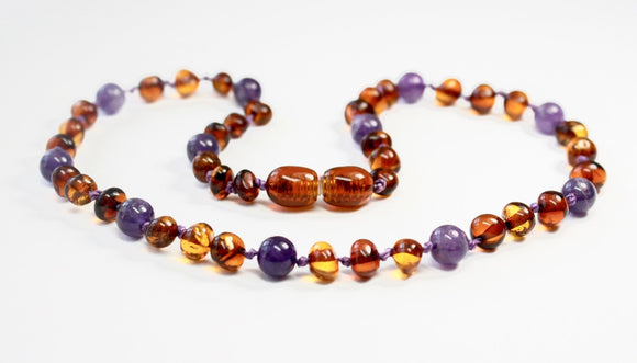 Cognac/amethyst adult necklace- قلادة الامثيست والعنبر