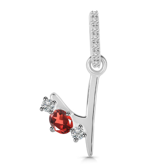 Garnet & White Topaz Alphabet Y Pendant-قلادة الجارنيت والتوباز
