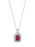 Garnet Necklace  and American Diamond - قلادة الجارنيت 925