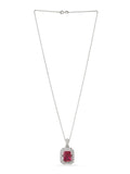 Garnet Necklace  and American Diamond - قلادة الجارنيت 925