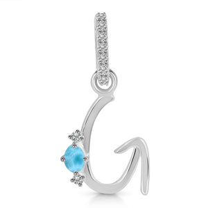 Larimar & White Topaz Alphabet G Pendant-قلادة لاريمار والتوباز