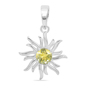 Lemon Quartz Sun Necklace - قلادة الكوارتز الليموني