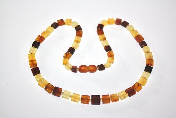 Multicolor flat cubes adult necklace - Raw- قلادة العنبر