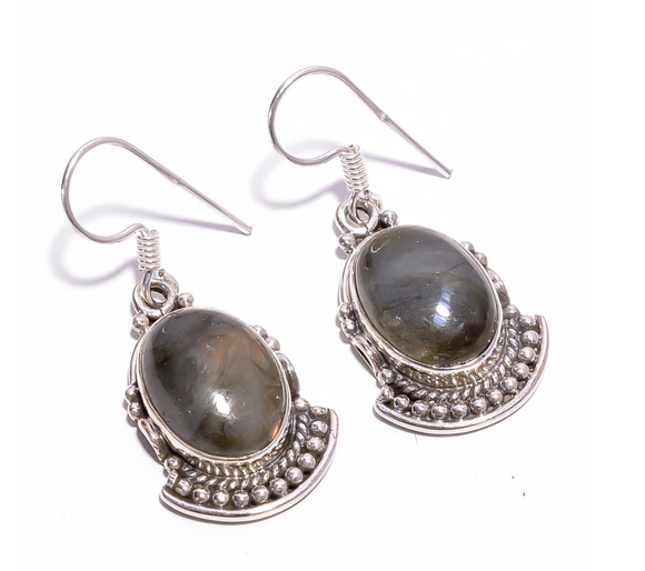 Labradorite  Gemstone Earrings - حلق حجر اللابرودرايت