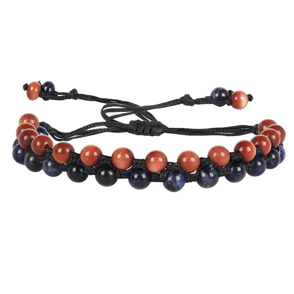 Sodalite/Sunstone Beaded Bracelet - إسوارة حجر (السوداليت،حجر الشمس)