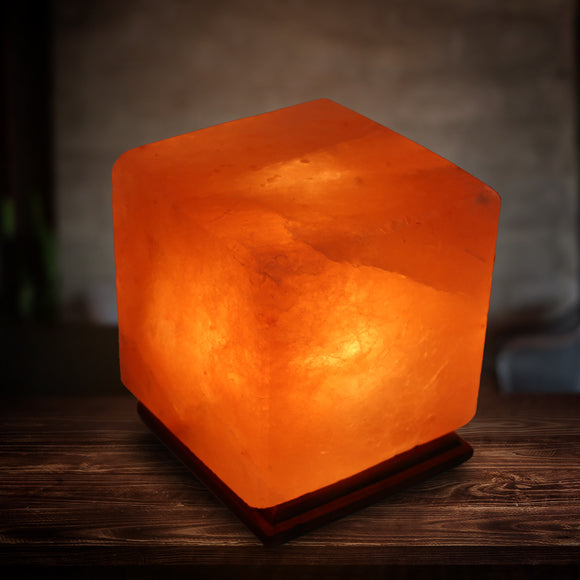 Rough  Salt Lamp Cube | مكعب اضاءة ملح هالهميالايا