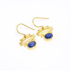 Blue Kyanite Pearl Earrings-حلق الكاينايت الأزرق