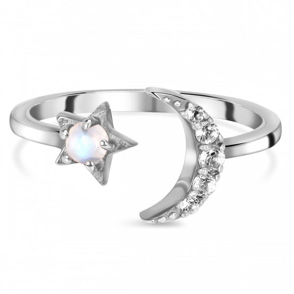 Moonstone & White Topaz Ring -خاتم حجر القمر والتوباز